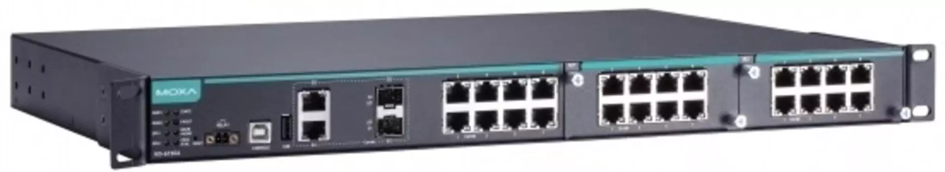 Коммутатор управляемый MOXA IKS-6726A-2GTXSFP-48-T модульный Ethernet: 8 портов 10/100BaseT(X), 2 комбо-порта 10/100/1000BaseT(X) (RJ45 + SFP), 2 слот