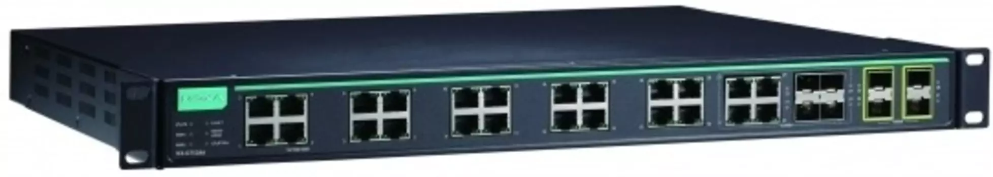 Коммутатор управляемый MOXA IKS-G6824A-20GSFP-4GTXSFP-HV-HV Layer 3: 20 портов 100/1000BaseSFP slots, 4 10/100/1000BaseT(X) or 100/1000BaseSFP slot co