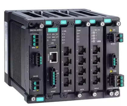 Коммутатор управляемый MOXA MDS-G4012 2 уровня, 4 встроенных порта SFP+ 10GE, 2 слота для 4 портовых FE/GE модулей, 2 слота для модулей питания