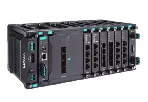 Коммутатор управляемый MOXA MDS-G4028-4XGS-T модульный 2 уровня, 4 встроенных порта SFP+ 10GE, 6 слотов для 4 портовых FE/GE модулей