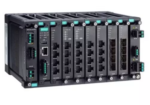 Коммутатор управляемый MOXA MDS-G4028-T модульный 4 встроенных порта 10/100/1000 BaseT(X) Ethernet, 2 слота для модулей питания