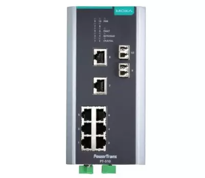 Коммутатор управляемый MOXA PT-510-SS-LC-24 DIN-Rail switch, 8 x 10/100BaseT(X), 2 x 100BaseFX SM, LC connectors, 1 power supply