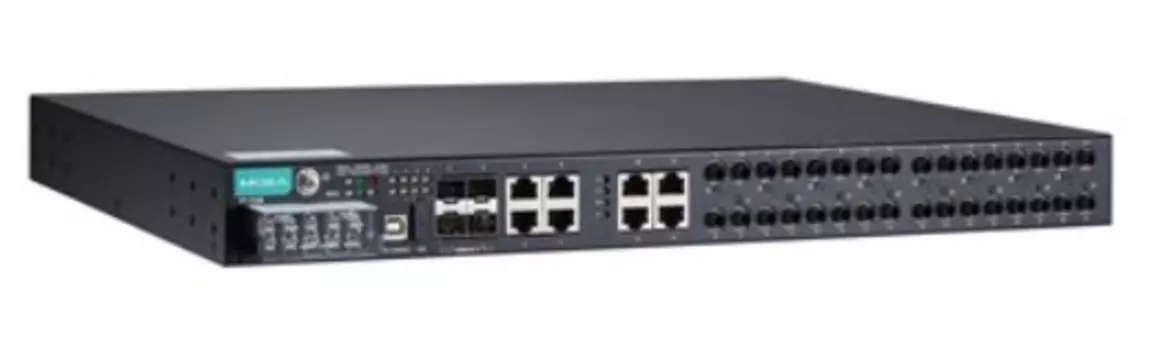Коммутатор управляемый MOXA PT-7528-16MST-8TX-4GSFP-HV в 19" стойку, 16 портов 10/100BaseF(X) (многомодовые, SТ), 8 портов 10/100/BaseT(X), 4 порта 10