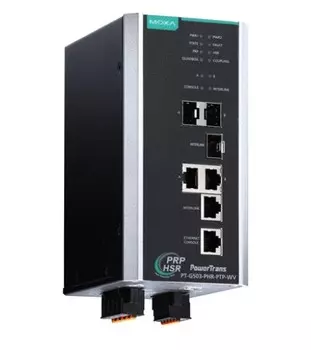 Коммутатор управляемый MOXA PT-G503-PHR-PTP-WV full Gigabit managed redundancy box, with 3 10/100/1000BaseT(X) ports or 100/1000Base SFP po