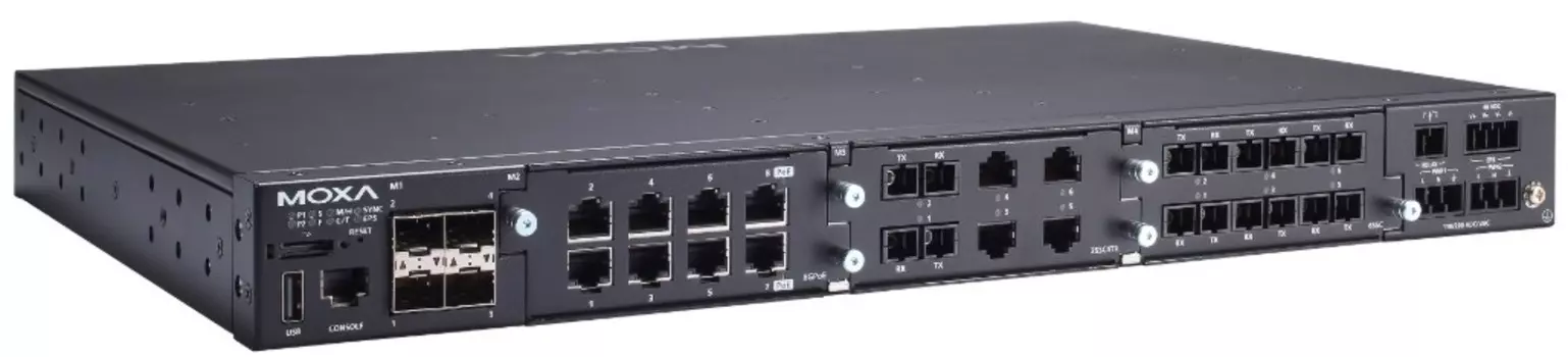 Коммутатор управляемый MOXA RKS-G4028-4GS-2HV-T модульный, 4*100/1000BaseSFP ports, 3 slots for Ethernet modules, 2 isolated power supplies (110/220 V