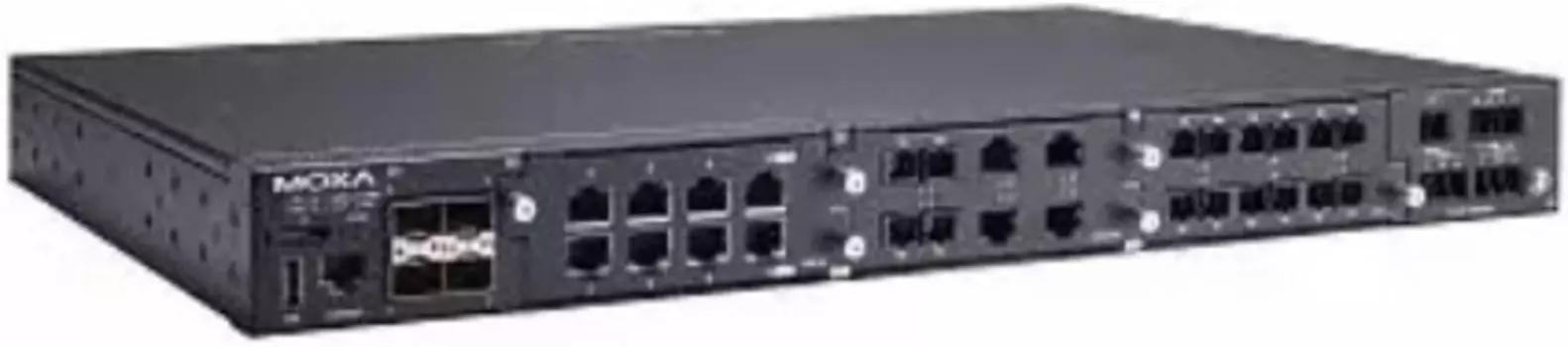 Коммутатор управляемый MOXA RKS-G4028-4GS-LV-T модульный, 4*100/1000BaseSFP ports, 3 slots for Ethernet modules, 1 isolated power supply (24/48 VDC)