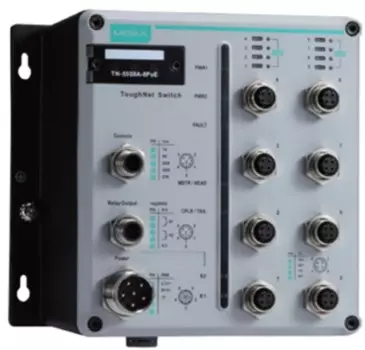 Коммутатор управляемый MOXA TN-5508A-8PoE-WV-T L2 8*802.3at PoE+ M12 connectors, 24 - 110 VDC
