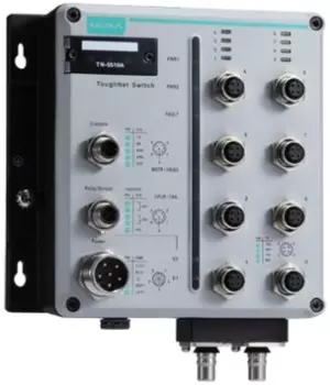 Коммутатор управляемый MOXA TN-5510A-2GTXBP-WV-CT-T L2 с 8*10/100 BaseT(X) и с 2*10/100/1000 Base-T(X) с портами М12, Bypass, резервируемое питание 24