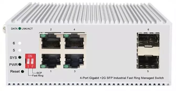 Коммутатор управляемый ORIGO OI3106/A1A L2 Fast Ring 4x1000Base-T, 2x1000Base-X SFP, Surge 4KV, -40 to 75°C