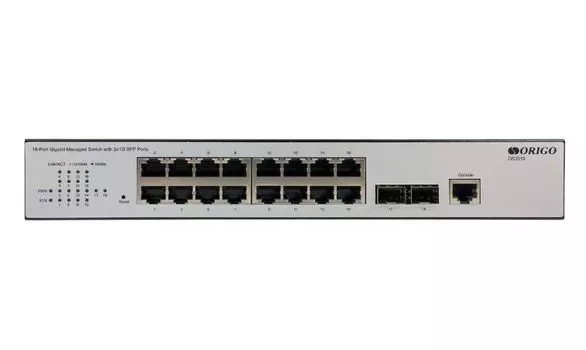 Коммутатор управляемый ORIGO OS3118/A1A 16x1000Base-T, 2x1000Base-X SFP, RJ45 Console, 19'' w/bracke