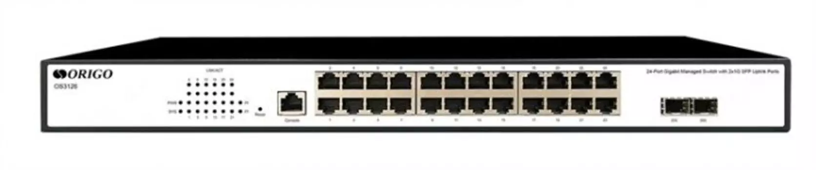 Коммутатор управляемый ORIGO OS3126/A1A 24x1000Base-T, 2x1000Base-X SFP, консольный порт RJ-45, 19", L2