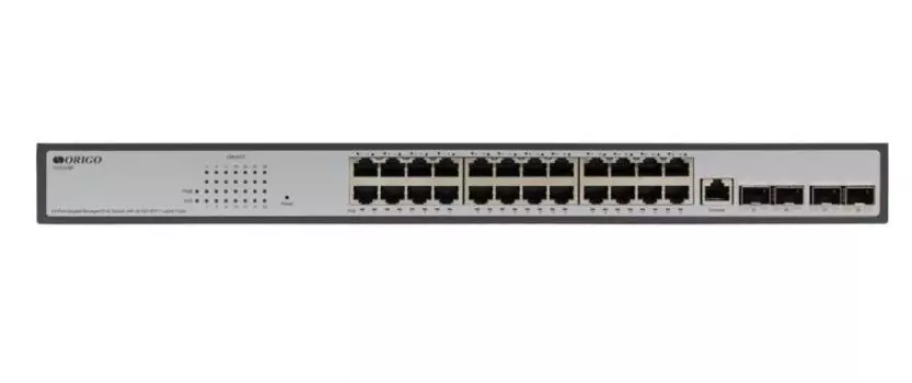 Коммутатор управляемый ORIGO OS3228P/250W/A1A L3 24x1000Base-T PoE, 4x10GBase-X SFP+, PoE Budget 250W, RJ45 Console, 19" w/brackets