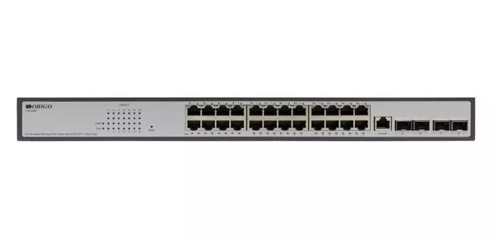 Коммутатор управляемый ORIGO OS3228P/370W/A1A 24x1000Base-T PoE, 4x10GBase-X SFP+, PoE Budget 370W, RJ45 Console, 19" w/brackets, L3