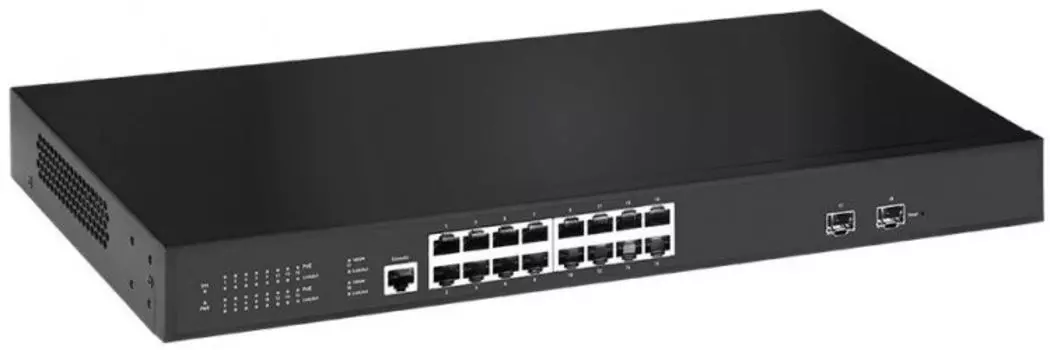 Коммутатор управляемый Tantos TSn-16GP18S2M L2 PoE 16x1000Мбит/с PoE портов + 2 порта SFP