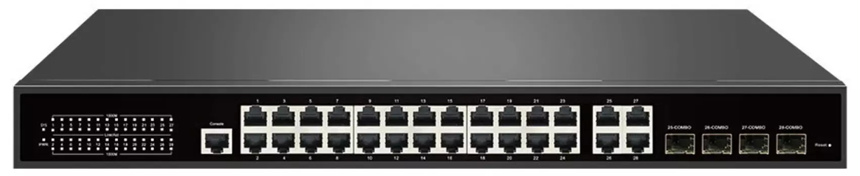 Коммутатор управляемый Tantos TSn-24GP28C4M L2 PoE 24GE+4Uplink+4SFP, Gigabit Managed PoE Switch