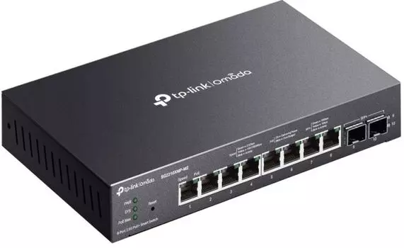Коммутатор управляемый TP-LINK SG2210XMP-M2 Omada, Smart, 8x2,5 Гбит/с PoE+, 2xSFP+