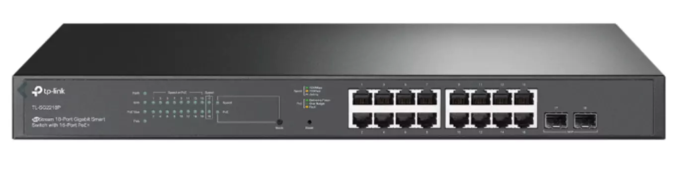 Коммутатор управляемый TP-LINK SG2218P JetStream Smart ,16x100/1000 PoE+ (Бюджет PoE 150Вт), 2xSFP 1000