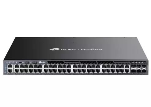 Коммутатор управляемый TP-LINK SG6654XHP cтекируемый 3-го уровня Omada с 48 гигабитными портами PoE+ и 6 портами SFP+