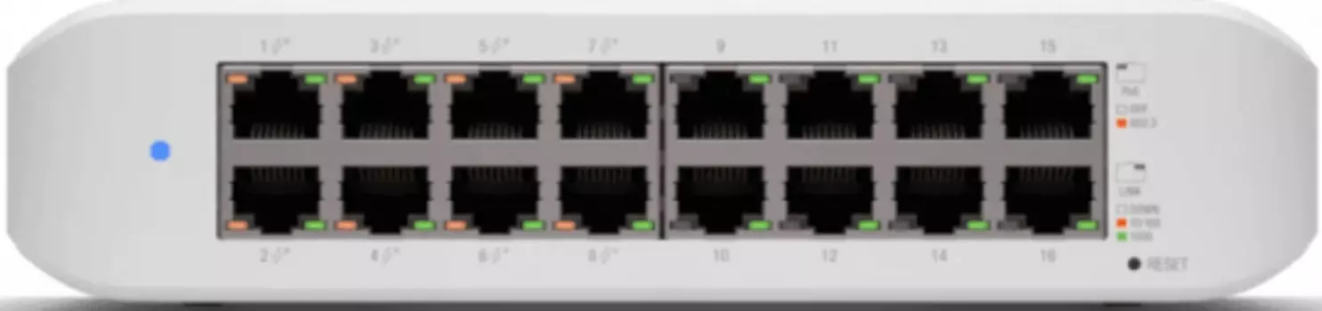 Коммутатор управляемый Ubiquiti USW-LITE-16-POE-EU UniFi Desktop 16Port Gigabit Switch with PoE