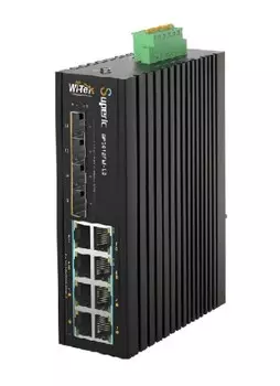 Коммутатор управляемый Wi-Tek SP3012FM-L2 v2 промышленный L2, PoE BT, 8GE+4SFP 2,5Gb