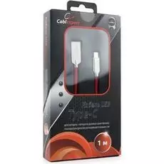 Кабель интерфейсный USB 2.0 Cablexpert CC-P-USBC02R-1M AM/Type-C, серия Platinum, длина 1м, красный, блистер