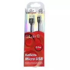 Кабель интерфейсный USB 2.0 Cablexpert CC-S-mUSB01Bk-0.5M AM/microB, серия Silver, длина 0.5м, черный, блистер