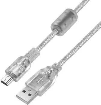 Кабель интерфейсный USB 2.0 Greenconnect GCR-UM1M5P-BD2S-2.0m PROF 2.0m, AM/mini 5P, прозрачный, ферритовые кольца, 28/24 AWG, экран, армированный, мо