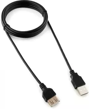 Кабель интерфейсный USB 2.0 удлинитель Cablexpert AM/AF CC-USB2-AMAF-6B-N 1.8 м, черный, пакет