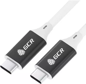 Кабель интерфейсный USB 3.1 Greenconnect GCR-50866 Type C-С 1.0m белый, 100W/20V/5A, M/M, TPE, AL сase черный, белый ПВХ, экран, армированный