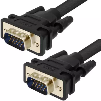 Кабель интерфейсный VGA-VGA Greenconnect 15M/15M GCR-VM2VM2-1.8m 1.8 м чёрный, позолоченные контакты, ферритовые кольца, OD8.0 mm. 28/28 AWG, двойной