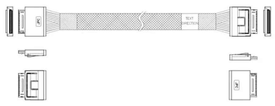 Кабель JPC P5200DR01000-1 OCuLink x8 80P (прямой Straight Type) -TO- OCuLink x8 80P (прямой Straight Type) , 85 Ohm, L:100cm (C1111)