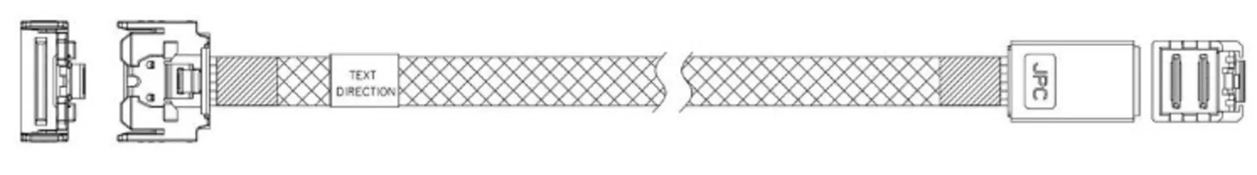Кабель JPC P731IDN00800-1 MCIO x4 74P (прямой Straight Type) TO HD MiniSAS 4i 36P (SFF8643, прямой Straight Type)