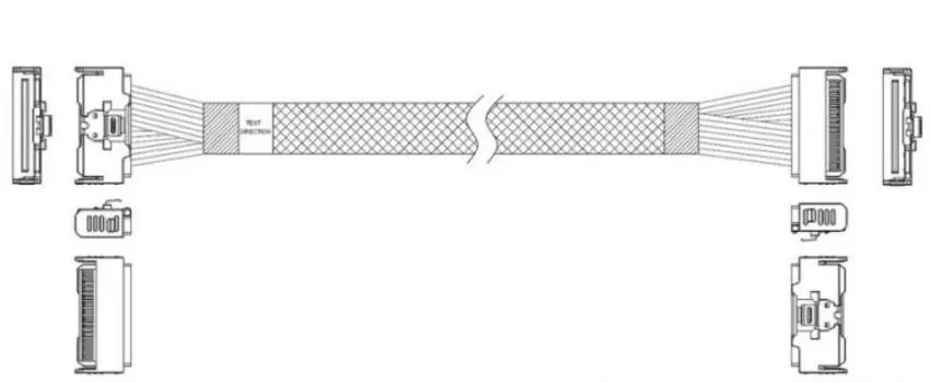 Кабель JPC P7321GB00800-3 MCIO x8 74P (прямой Straight Type) -TO- MCIO x8 74P (прямой Straight Type) , 85 Ohm, L:80cm (CMCMC)