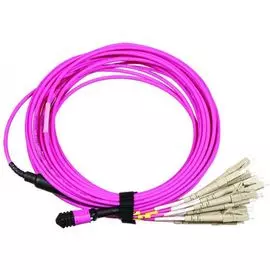 Кабель Lanmaster LAN-12M-12LC/OM4-1.0 12 волокон OM4, низкие потери, LSZH, 1 м, розовая