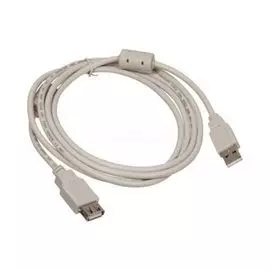 Кабель интерфейсный USB 2.0 Buro AM/AF 1.8 м, пакет, феррит.кольца серый