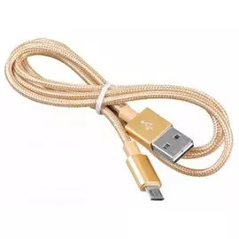 Кабель интерфейсный USB 2.0 Buro BHP MICROUSB 1M BRAIDED micro USB B (m) USB A(m) 1м золотистый