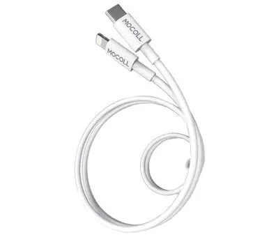 Кабель MOCOLL Alfa Series CL2W MFI, Type-C to Lightning, 3А, 60Вт, 1.5м, белый