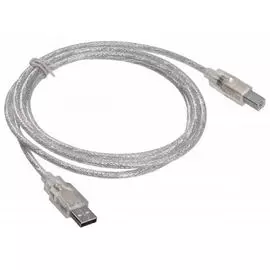 Кабель интерфейсный USB 2.0 Buro USB2.0-AM/BM-TRANS 1.8м, прозрачный