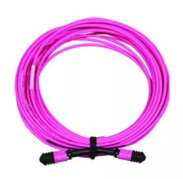 Кабельная сборка Lanmaster LAN-12M-12M/OM4B-50 MPO-MPO, 12 волокон OM4, тип B (Key Up-Key Up), низкие потери, LSZH, 50 м, розовая