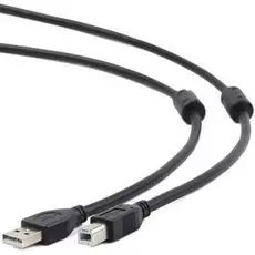 Кабель интерфейсный USB 2.0 Cablexpert AM/BM 1.8 м, Pro, экран, 2 феррит.кольца, черный