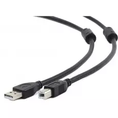 Кабель интерфейсный USB 2.0 Cablexpert AM/BM 3 м, Pro, экран, 2 феррит.кольца, черный, пакет
