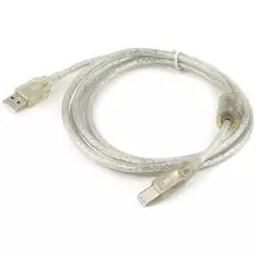 Кабель интерфейсный USB 2.0 Cablexpert AM/BM 1.8 м, Pro, экран, феррит. кольцо, прозрачный, пакет