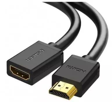 Кабель интерфейсный UGREEN HD107 HDMI Male to Female в оплетке, длина 3м, цвет: черный