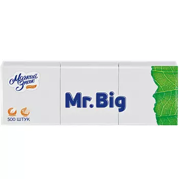 салфетки МЯГКИЙ ЗНАК Mr.Big 1-слойные 24х24см 500шт
