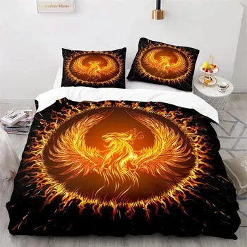 Комплект постельного белья Phoenix Nirvana Soft Fire Patterned для детей, взрослых, подростков, полиэстеровое одеяло, покрывало размера King Size EU Single 135x200cm