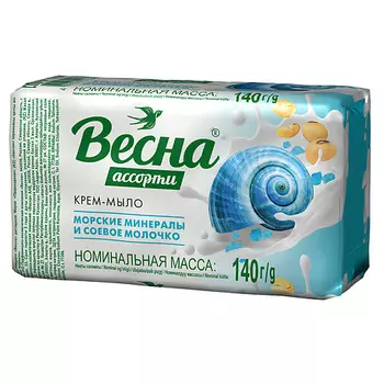 ВЕСНА Крем-мыло туалетное твердое морские минералы и соевое молочко 140.0