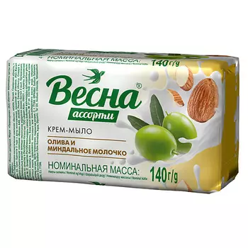 ВЕСНА Крем-мыло туалетное твердое олива и миндальное молочко 140.0