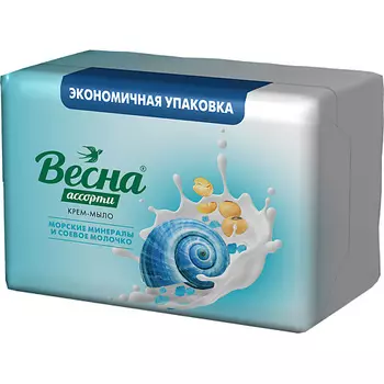 ВЕСНА Крем- мыло туалетное твердое «Весна» морские минералы и соевое молочко 300.0
