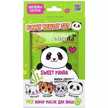 VILENTA Маски для лица тканевые, подарочный набор ANIMAL MASK SWEET PANDA