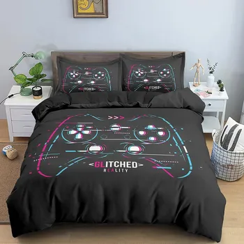 Комплект постельного белья Game Soft Duvet Cover Set Comfoter Bedding Quilt Cover with Pillow Case Set Kids Polyester Bedding Set Queen King Size 70x133cm 2pcs